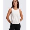 imageCRZ YOGA Pima Cotton Women Racerback Sleeveless Workout Tops Crew Neck Ruched Side Tanks Athletic Casual Loose ShirtsIce GreyWhite