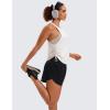 imageCRZ YOGA Pima Cotton Women Racerback Sleeveless Workout Tops Crew Neck Ruched Side Tanks Athletic Casual Loose ShirtsIce GreyWhite