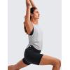imageCRZ YOGA Pima Cotton Women Racerback Sleeveless Workout Tops Crew Neck Ruched Side Tanks Athletic Casual Loose ShirtsLight Grey Heather