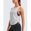 imageCRZ YOGA Pima Cotton Women Racerback Sleeveless Workout Tops Crew Neck Ruched Side Tanks Athletic Casual Loose ShirtsLight Grey Heather
