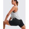 imageCRZ YOGA Pima Cotton Women Racerback Sleeveless Workout Tops Crew Neck Ruched Side Tanks Athletic Casual Loose ShirtsLight Grey Heather