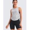 imageCRZ YOGA Pima Cotton Women Racerback Sleeveless Workout Tops Crew Neck Ruched Side Tanks Athletic Casual Loose ShirtsLight Grey Heather