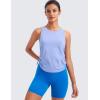 imageCRZ YOGA Pima Cotton Women Racerback Sleeveless Workout Tops Crew Neck Ruched Side Tanks Athletic Casual Loose ShirtsPeriwinkle Purple