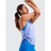 imageCRZ YOGA Pima Cotton Women Racerback Sleeveless Workout Tops Crew Neck Ruched Side Tanks Athletic Casual Loose ShirtsPeriwinkle Purple