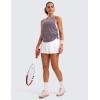 imageCRZ YOGA Pima Cotton Women Racerback Sleeveless Workout Tops Crew Neck Ruched Side Tanks Athletic Casual Loose ShirtsPurple Gray