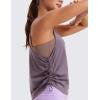 imageCRZ YOGA Pima Cotton Women Racerback Sleeveless Workout Tops Crew Neck Ruched Side Tanks Athletic Casual Loose ShirtsPurple Gray