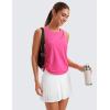 imageCRZ YOGA Pima Cotton Women Racerback Sleeveless Workout Tops Crew Neck Ruched Side Tanks Athletic Casual Loose ShirtsSonic Pink