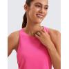 imageCRZ YOGA Pima Cotton Women Racerback Sleeveless Workout Tops Crew Neck Ruched Side Tanks Athletic Casual Loose ShirtsSonic Pink