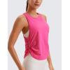 imageCRZ YOGA Pima Cotton Women Racerback Sleeveless Workout Tops Crew Neck Ruched Side Tanks Athletic Casual Loose ShirtsSonic Pink