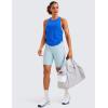 imageCRZ YOGA Pima Cotton Women Racerback Sleeveless Workout Tops Crew Neck Ruched Side Tanks Athletic Casual Loose ShirtsStrong Blue