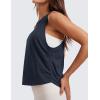 imageCRZ YOGA Pima Cotton Women Racerback Sleeveless Workout Tops Crew Neck Ruched Side Tanks Athletic Casual Loose ShirtsTrue Navy