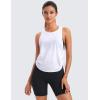 imageCRZ YOGA Pima Cotton Women Racerback Sleeveless Workout Tops Crew Neck Ruched Side Tanks Athletic Casual Loose ShirtsWhite