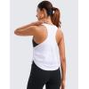 imageCRZ YOGA Pima Cotton Women Racerback Sleeveless Workout Tops Crew Neck Ruched Side Tanks Athletic Casual Loose ShirtsWhite