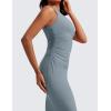 imageCRZ YOGA Womens Butterluxe Summer Sleeveless Midi Dresses Casual Work Cocktail Party Ruched Pencil BodyconBelgian Blue
