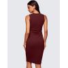 imageCRZ YOGA Womens Butterluxe Summer Sleeveless Midi Dresses Casual Work Cocktail Party Ruched Pencil BodyconRed Merlot