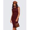 imageCRZ YOGA Womens Butterluxe Summer Sleeveless Midi Dresses Casual Work Cocktail Party Ruched Pencil BodyconRed Merlot