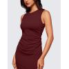 imageCRZ YOGA Womens Butterluxe Summer Sleeveless Midi Dresses Casual Work Cocktail Party Ruched Pencil BodyconRed Merlot
