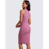 imageCRZ YOGA Womens Butterluxe Summer Sleeveless Midi Dresses Casual Work Cocktail Party Ruched Pencil BodyconVelvet Dust