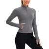 imageCRZ YOGA Butterluxe Womens Cropped Slim Fit Workout Jacket Weightless Track Athletic Full Zip Up Tops with Thumb HolesDark Carbon