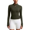 imageCRZ YOGA Butterluxe Womens Cropped Slim Fit Workout Jacket Weightless Track Athletic Full Zip Up Tops with Thumb HolesOlive Green