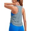 imageCRZ YOGA Pima Cotton Women Racerback Sleeveless Workout Tops Crew Neck Ruched Side Tanks Athletic Casual Loose ShirtsBelgian Blue