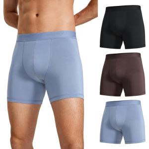imageCRZ YOGA Mens UltraSoft Modal Boxer Briefs 5quot  Double Lined Comfort Moisture Wicking Breathable Stretch Underwear 3PackBlackBlueBrown