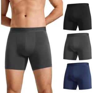 imageCRZ YOGA Mens UltraSoft Modal Boxer Briefs 5quot  Double Lined Comfort Moisture Wicking Breathable Stretch Underwear 3PackBlackGreyBlue