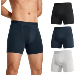 imageCRZ YOGA Mens UltraSoft Modal Boxer Briefs 5quot  Double Lined Comfort Moisture Wicking Breathable Stretch Underwear 3PackBlackGreyNavy