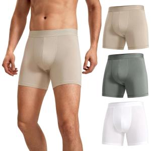 imageCRZ YOGA Mens UltraSoft Modal Boxer Briefs 5quot  Double Lined Comfort Moisture Wicking Breathable Stretch Underwear 3PackMojaveGreenWhite