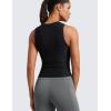 imageCRZ YOGA Cloudweight Womens Ruched Tank High Neck Workout Fitted Tops Basic Yoga Athletic Sleeveless ShirtsBlack