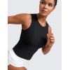 imageCRZ YOGA Cloudweight Womens Ruched Tank High Neck Workout Fitted Tops Basic Yoga Athletic Sleeveless ShirtsBlack