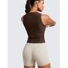 imageCRZ YOGA Cloudweight Womens Ruched Tank High Neck Workout Fitted Tops Basic Yoga Athletic Sleeveless ShirtsCoffee Brown