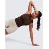 imageCRZ YOGA Cloudweight Womens Ruched Tank High Neck Workout Fitted Tops Basic Yoga Athletic Sleeveless ShirtsCoffee Brown