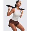 imageCRZ YOGA Cloudweight Womens Ruched Tank High Neck Workout Fitted Tops Basic Yoga Athletic Sleeveless ShirtsMilky White Bone