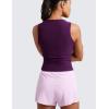 imageCRZ YOGA Cloudweight Womens Ruched Tank High Neck Workout Fitted Tops Basic Yoga Athletic Sleeveless ShirtsPlum Magenta