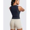 imageCRZ YOGA Cloudweight Womens Ruched Tank High Neck Workout Fitted Tops Basic Yoga Athletic Sleeveless ShirtsTrue Navy