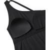 imageCRZ YOGA One Shoulder Tankini Tops for Women Ruched Bathing Suits Tummy Control Adjustable Swimsuit Only No Bottom PaddedBlack