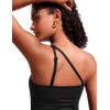 imageCRZ YOGA One Shoulder Tankini Tops for Women Ruched Bathing Suits Tummy Control Adjustable Swimsuit Only No Bottom PaddedBlack
