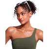 imageCRZ YOGA One Shoulder Tankini Tops for Women Ruched Bathing Suits Tummy Control Adjustable Swimsuit Only No Bottom PaddedDark Olive