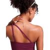 imageCRZ YOGA One Shoulder Tankini Tops for Women Ruched Bathing Suits Tummy Control Adjustable Swimsuit Only No Bottom PaddedFuchsia