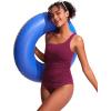 imageCRZ YOGA One Shoulder Tankini Tops for Women Ruched Bathing Suits Tummy Control Adjustable Swimsuit Only No Bottom PaddedFuchsia