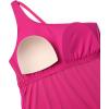 imageCRZ YOGA One Shoulder Tankini Tops for Women Ruched Bathing Suits Tummy Control Adjustable Swimsuit Only No Bottom PaddedGranita Pink