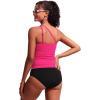 imageCRZ YOGA One Shoulder Tankini Tops for Women Ruched Bathing Suits Tummy Control Adjustable Swimsuit Only No Bottom PaddedGranita Pink