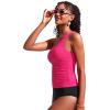 imageCRZ YOGA One Shoulder Tankini Tops for Women Ruched Bathing Suits Tummy Control Adjustable Swimsuit Only No Bottom PaddedGranita Pink