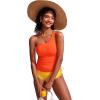 imageCRZ YOGA One Shoulder Tankini Tops for Women Ruched Bathing Suits Tummy Control Adjustable Swimsuit Only No Bottom PaddedHoney Orange