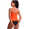 imageCRZ YOGA One Shoulder Tankini Tops for Women Ruched Bathing Suits Tummy Control Adjustable Swimsuit Only No Bottom PaddedHoney Orange