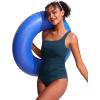 imageCRZ YOGA One Shoulder Tankini Tops for Women Ruched Bathing Suits Tummy Control Adjustable Swimsuit Only No Bottom PaddedInsignia Blue
