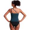 imageCRZ YOGA One Shoulder Tankini Tops for Women Ruched Bathing Suits Tummy Control Adjustable Swimsuit Only No Bottom PaddedInsignia Blue