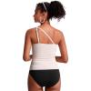 imageCRZ YOGA One Shoulder Tankini Tops for Women Ruched Bathing Suits Tummy Control Adjustable Swimsuit Only No Bottom PaddedMilky White Bone