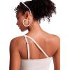 imageCRZ YOGA One Shoulder Tankini Tops for Women Ruched Bathing Suits Tummy Control Adjustable Swimsuit Only No Bottom PaddedMilky White Bone